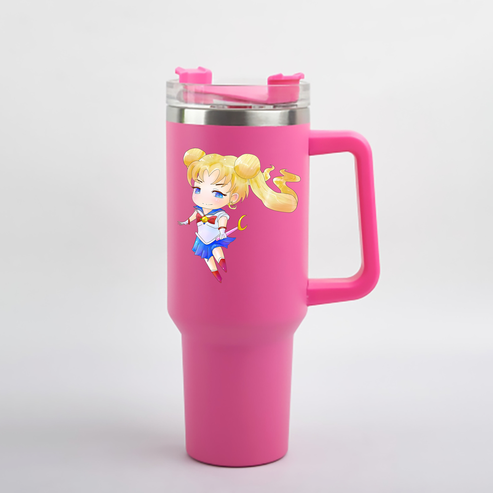 （画像用） 美少女戦士セーラームーン 愛野 美奈子 あいの みなこ Sailor Moon Aino Minako 1200mL車用タンブラー - クリスタルステッカー（プラスチックストロー付き）